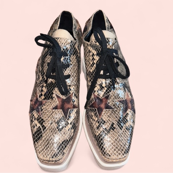 Stella McCartney Brown and Black Loafers Vegan Leather Snake Print - Picture 1 of 8